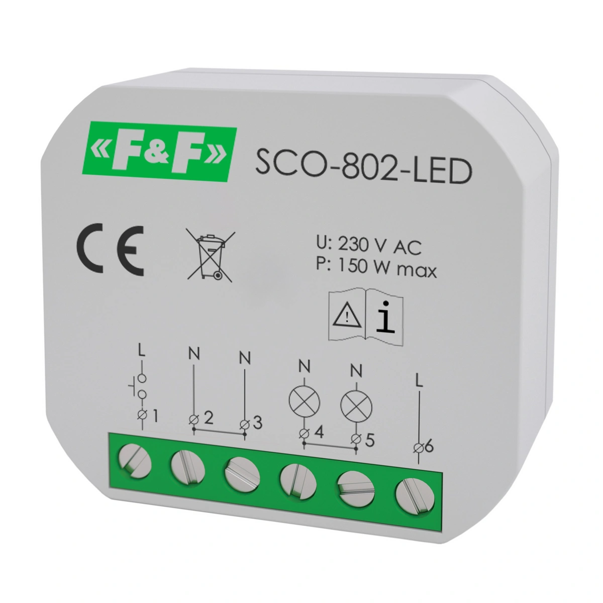 ściemniacz oświetlenia do źródeł światła LED, z pamięcią ustawień natężenia oświetlenia, z funkcją Softstart max 150W, do puszki 60