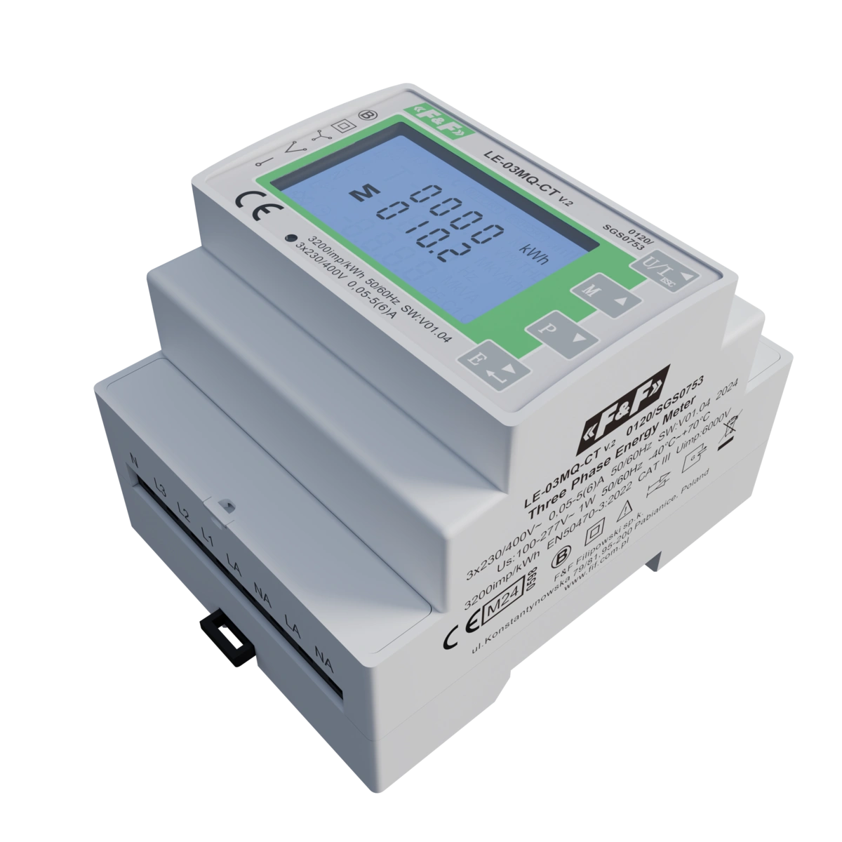 Trójfazowy dwukierunkowy licznik pośredni,półpośredni, Modbus RTU,100(5)A; MID