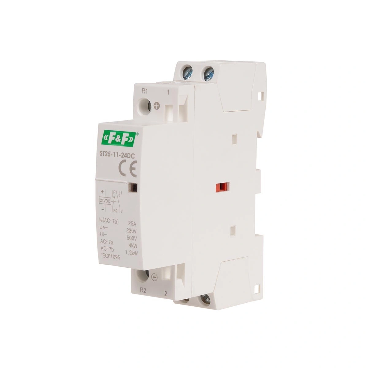 Stycznik modułowy, montaż na szynie, styki 1×NO+1×NC, 25A, 24V DC