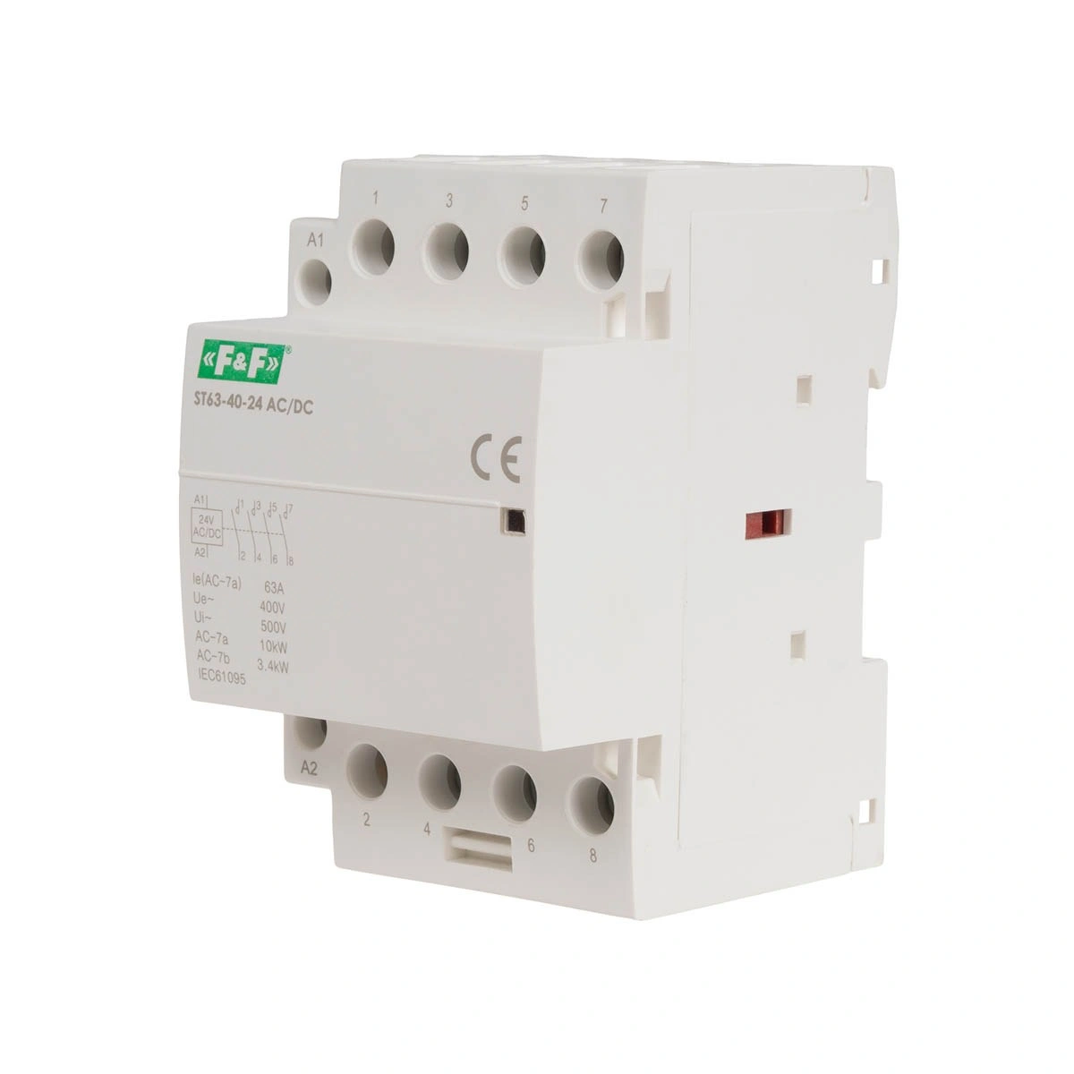 Stycznik modułowy, montaż na szynie, styki 4xNO, 63A, 24V DC