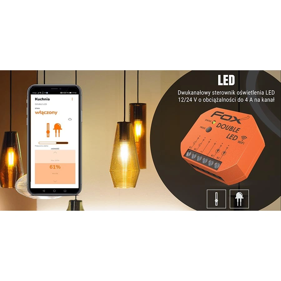 DOUBLE LED 2 kanałowy sterownik oświetlenia LED 12/24V Wi-Fi