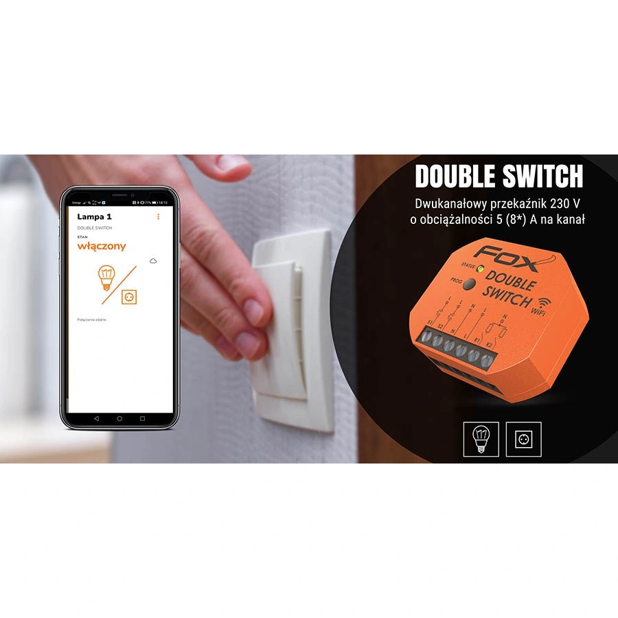DOUBLE SWITCH 2 kanałowy przekaźnik Wi-Fi 230V