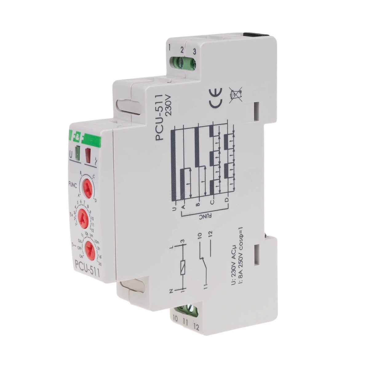 Przekażnik czasowy PCU-511 O,1S-24H,230V AC 1x8A