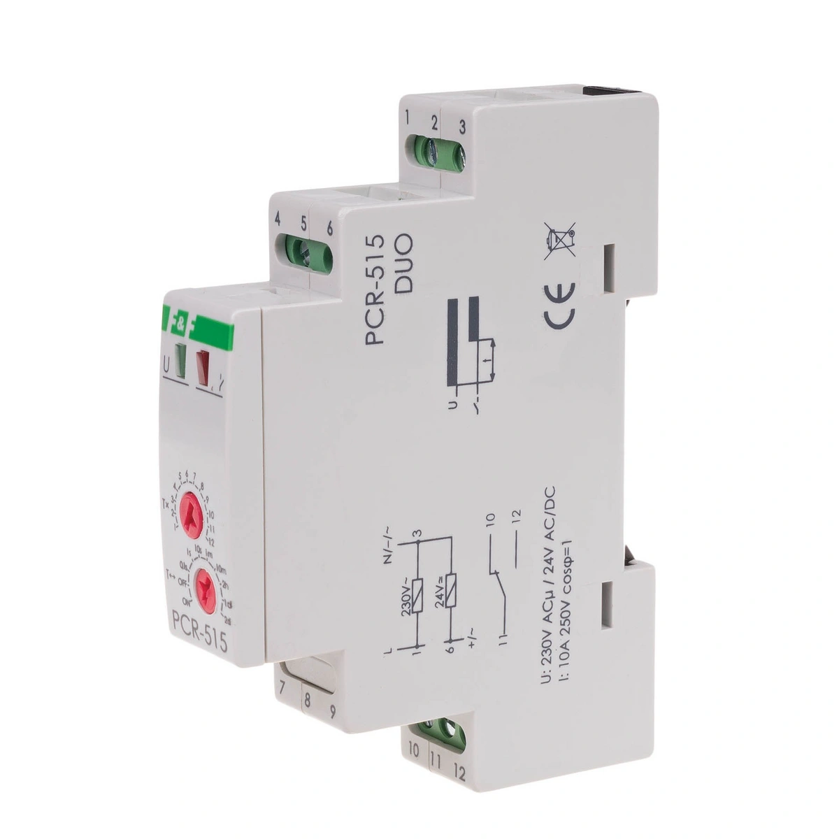 Przekaźnik czasowy PCR-515DUO - 0.1s-24h 230v/24v
