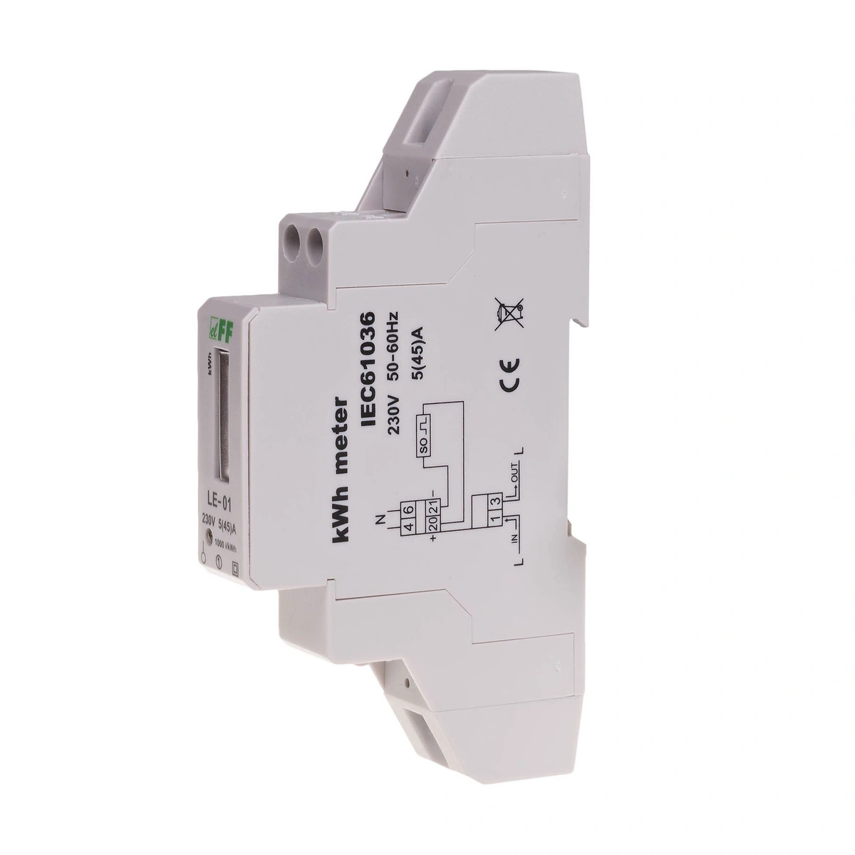 Licznik energii 1-faz. 230V AC 5(45)A 1mod. F&F