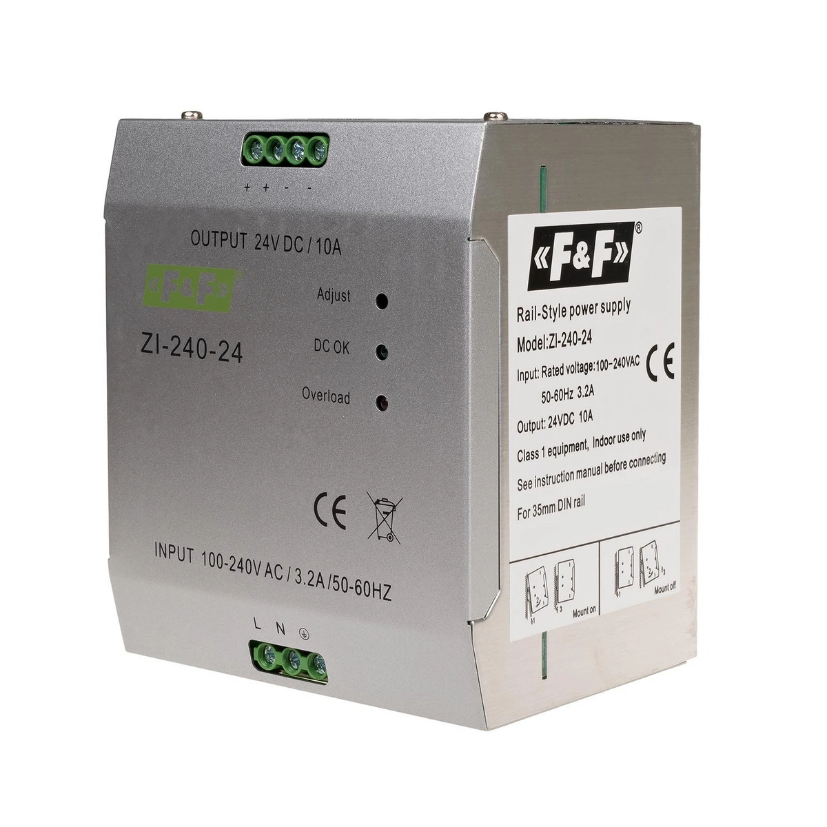 zasilacz impulsowy przemysłowy nap. wej. 90÷264V AC/120÷370V DC, P=240W nap. Wyj. 24V DC