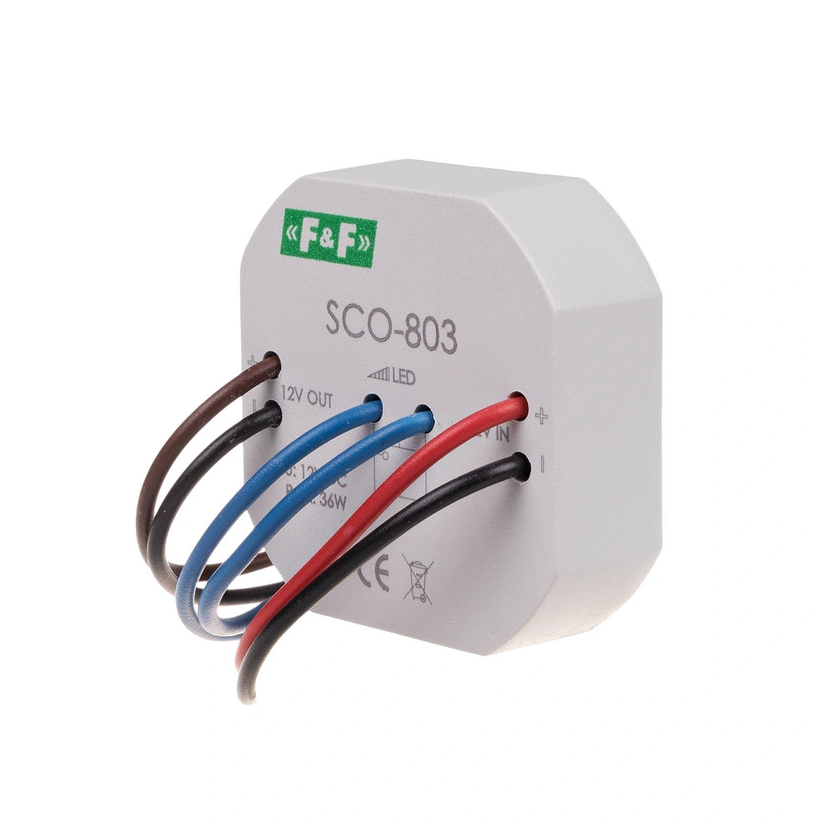 ściemniacz do oświetlenia LED, z "pamięcią", zasilanie 12V DC, 36W, montaż w puszce 60