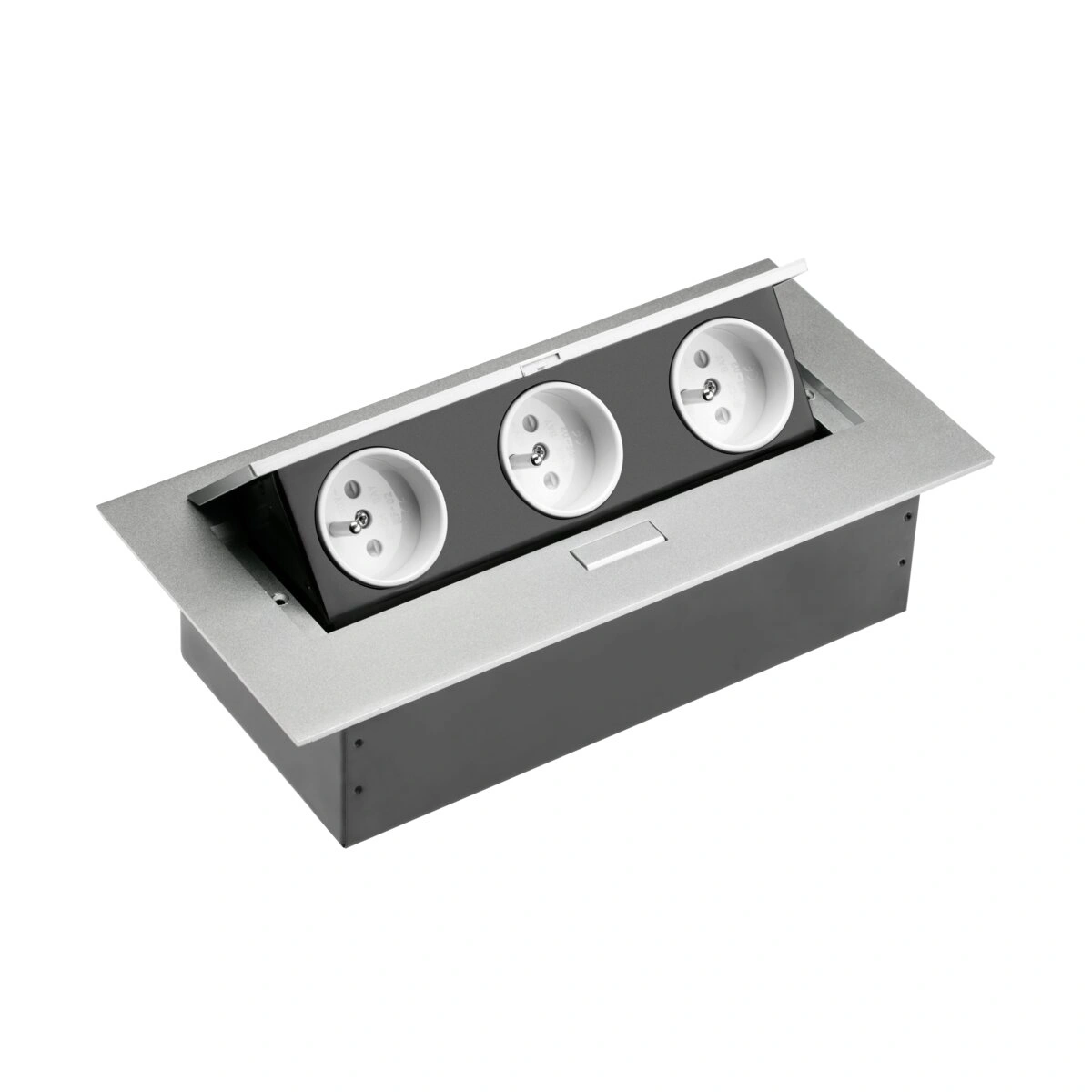 Przedłużacz biurkowy wpuszczany 3x(2P+Z), aluminium [bez przewodu]