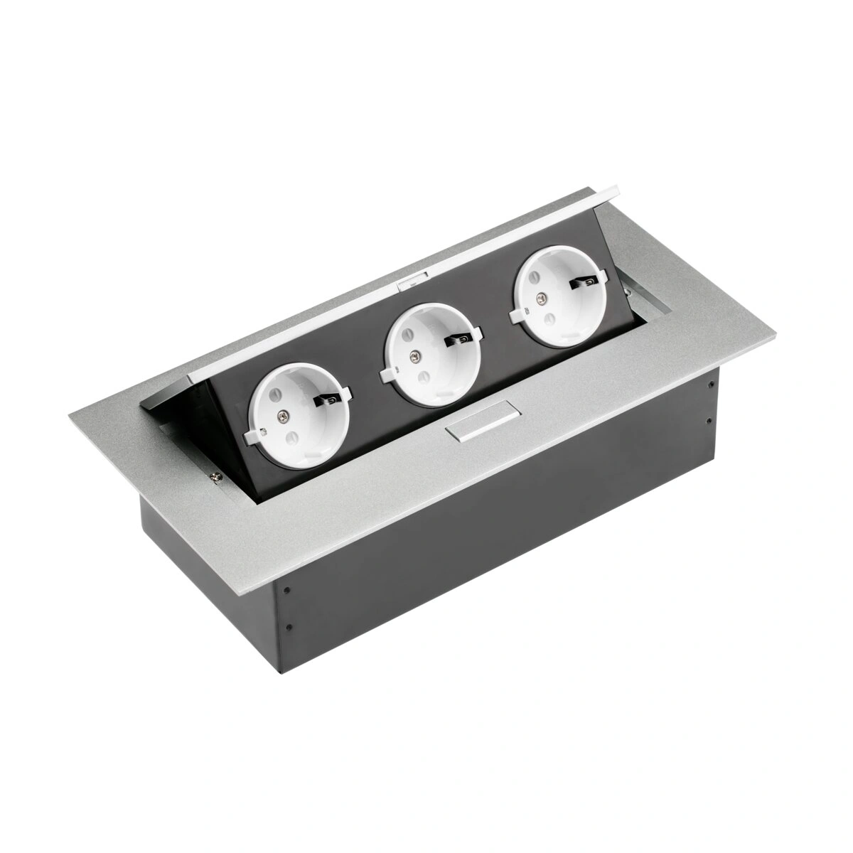 Przedłużacz biurkowy wpuszczany 3xSCHUKO IP20, aluminium [bez przewodu]