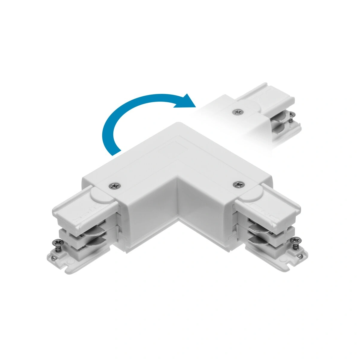 łącznik L 90' regulowany do szynoprzewodu 3-fazowego X-RAIL 101x101mm, z/w, biały
