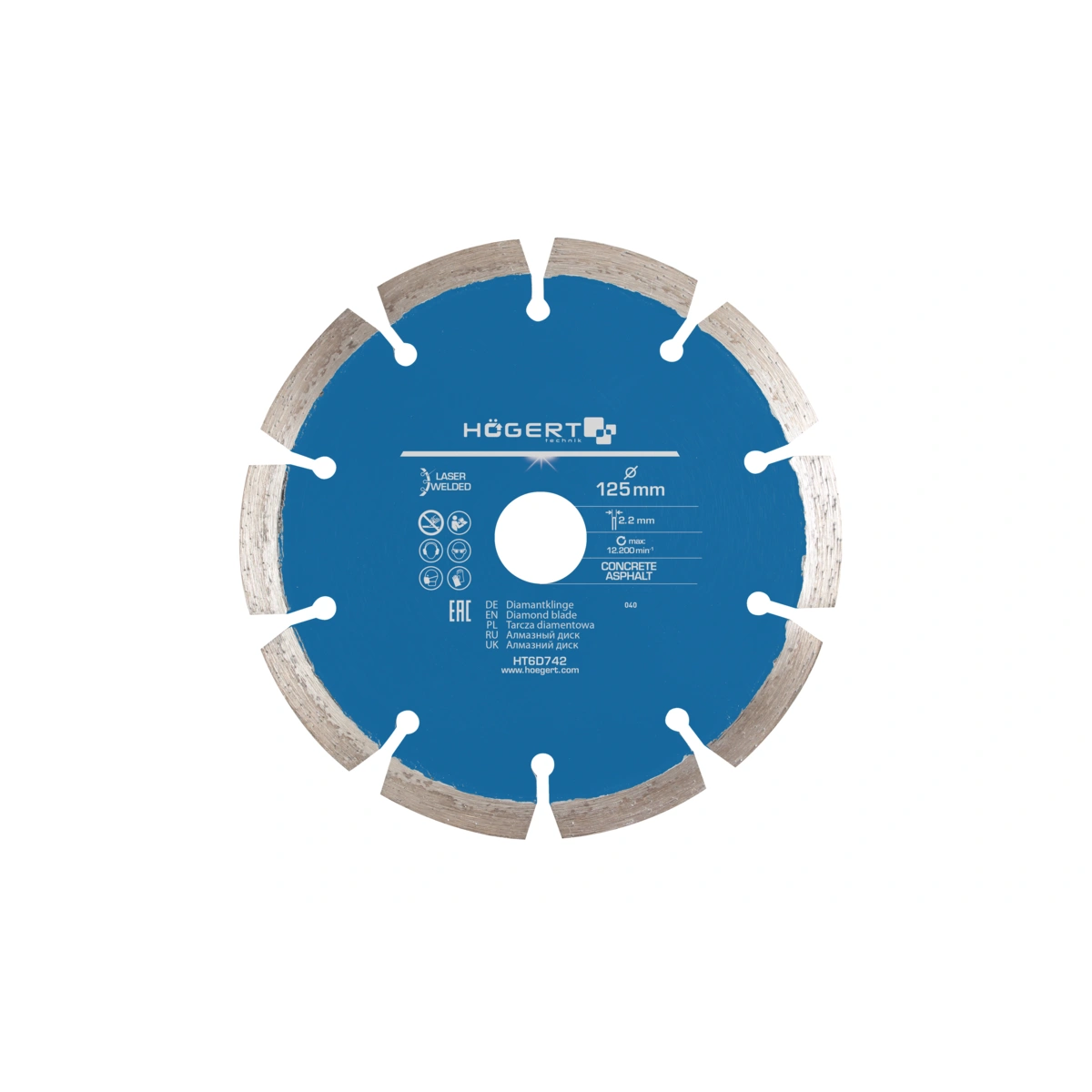 Tarcza diamentowa segmentowa 125mm, spawana laserowo