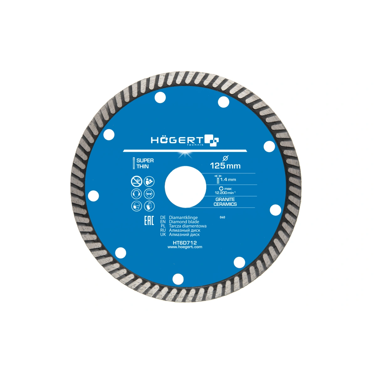 Tarcza diamentowa uniwersalna 125mm, turbo, super cienka