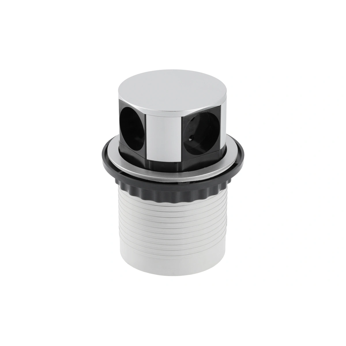 Przedłużacz biurkowy kolumnowy wpuszczany COMFORT 100mm 4xSCHUKO IP20, aluminium [z przewodem z wtyczką 1,5mb]