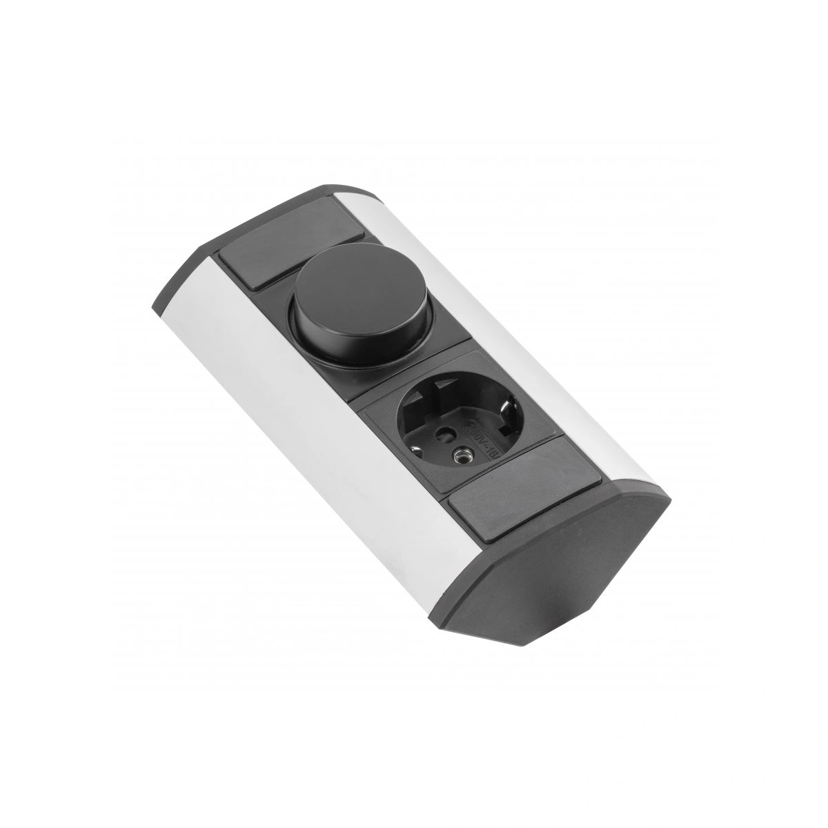 Przedłużacz biurkowy kątowy MINI 1xSCHUKO+regulator barwy światła, IP20, srebrny [bez przewodu]