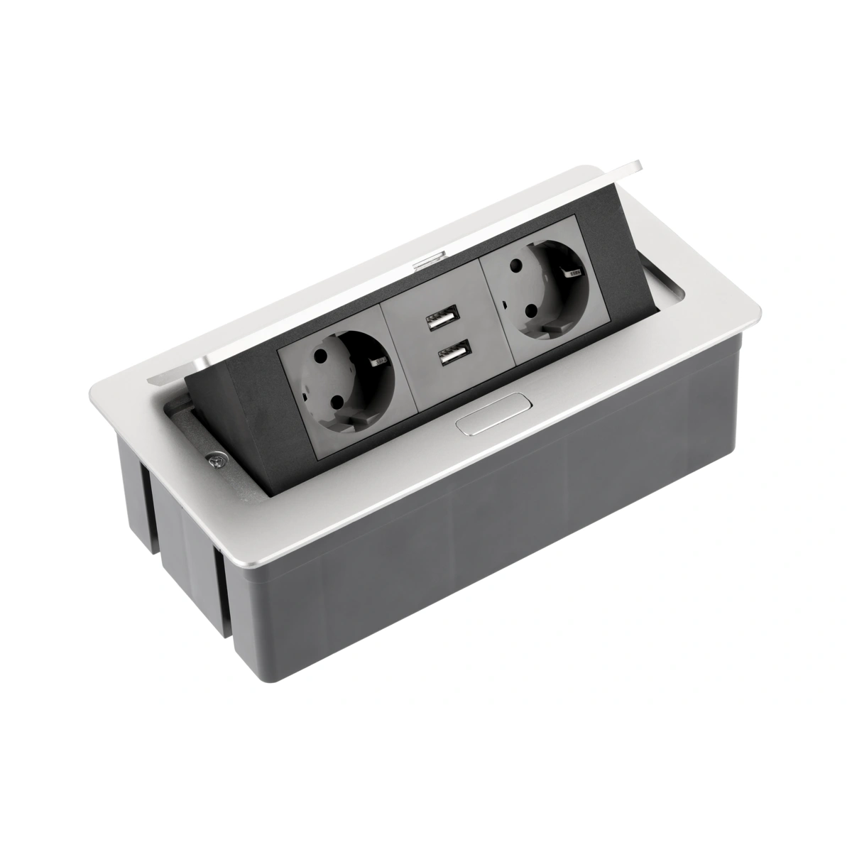 Przedłużacz biurkowy SOFT 2xSCHUKO+2xUSB, IP20, aluminium [z przewodem z wtyczką 1,5mb]