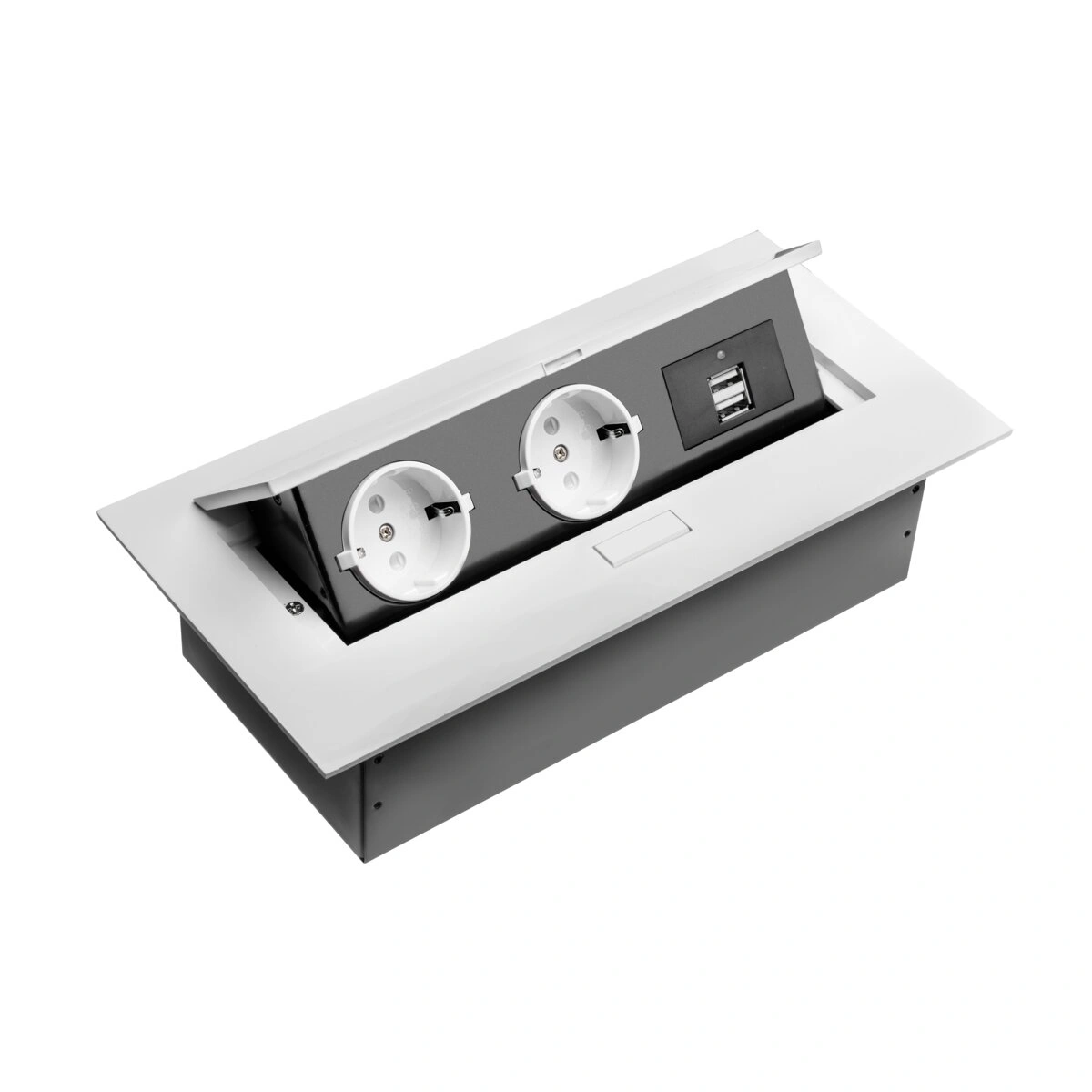 Przedłużącz biurkowy 2xSCHUKO+2xUSB, IP20, biały [bez przewodu]