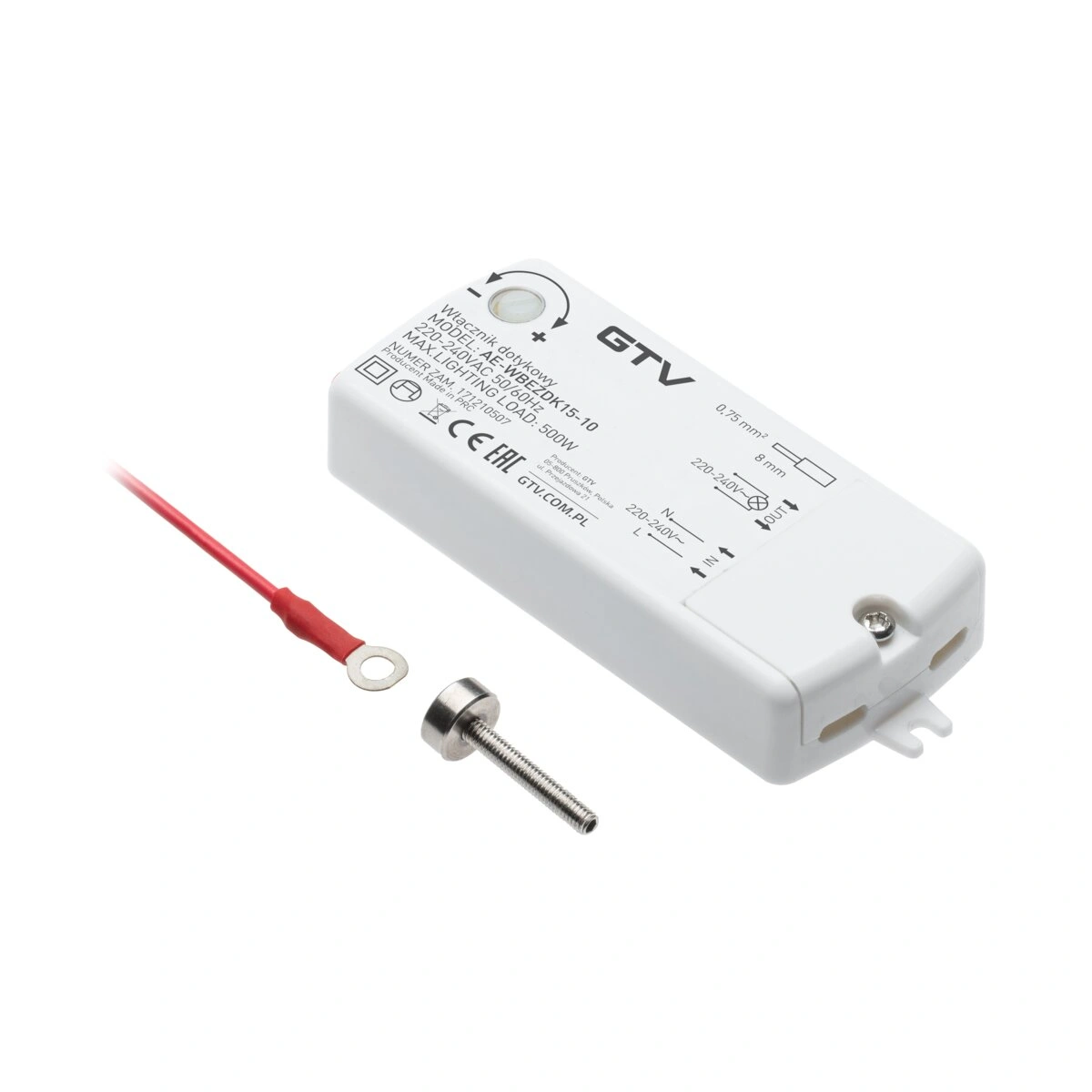 Włącznik dotykowy pod śrubę max.500W 230V [z przewodem 2m]