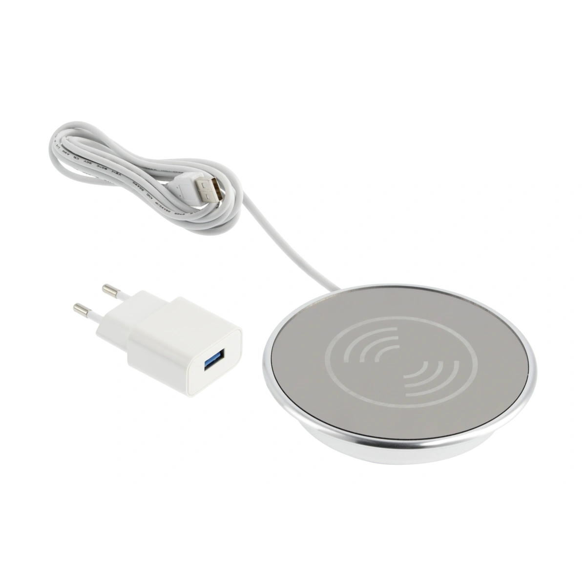 Ładowarka bezprzewodowa z zasilaczem max. 2A IP20, biały [przewód USB 2m]
