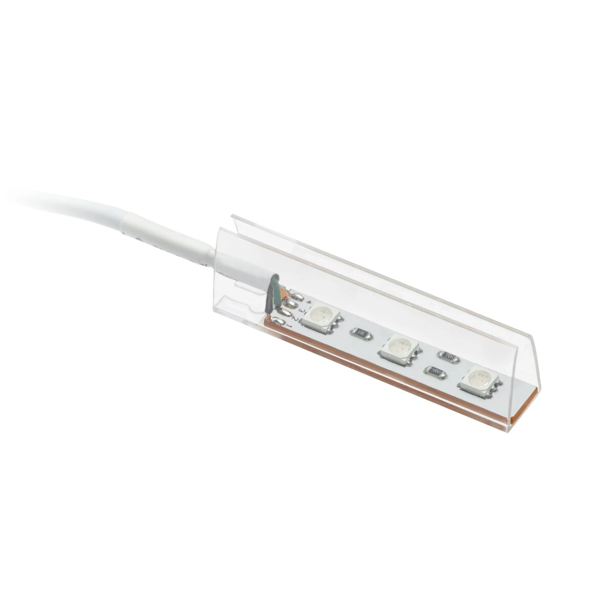 Klip oświetlający do półki szklanej LED 0,6W 12VDC, plastikowy [3 diody RGB]