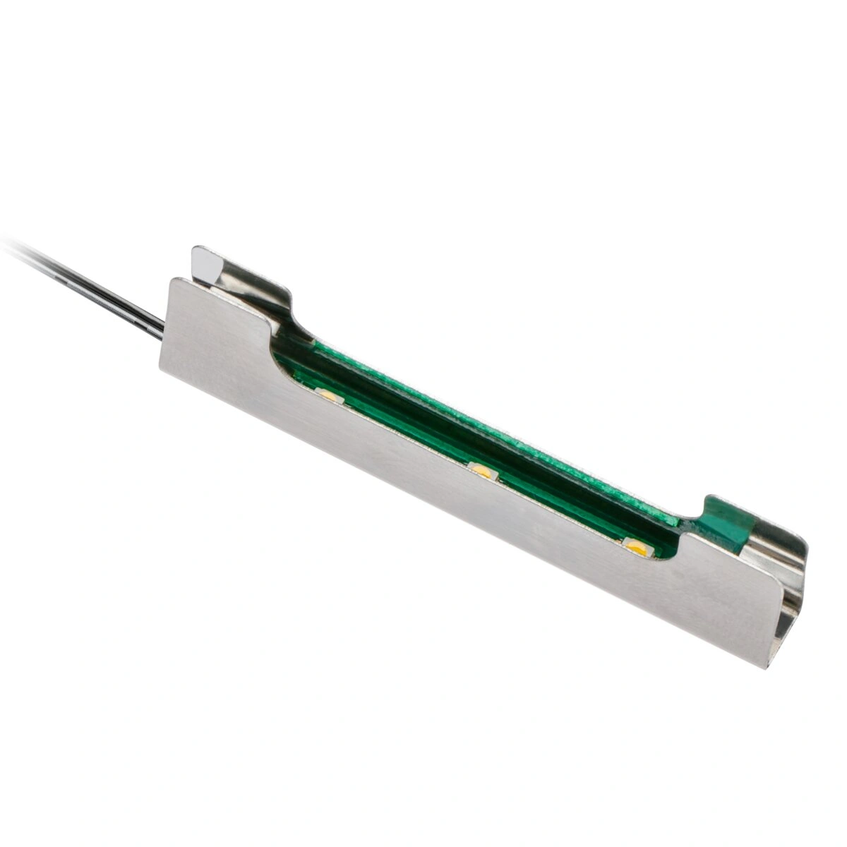 Klip oświetlający do półki szklanej LED 0,25W 12VDC, stalowy, biały ciepły [3 diody SMD3528]