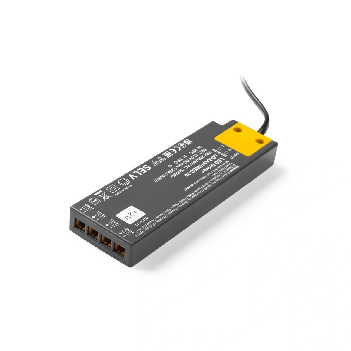 zasilacz LED 12V 15W 1,25A IP20, wym.129x42x16mm [z MINIAMP i przewodem, SLIM EASY CLICK]