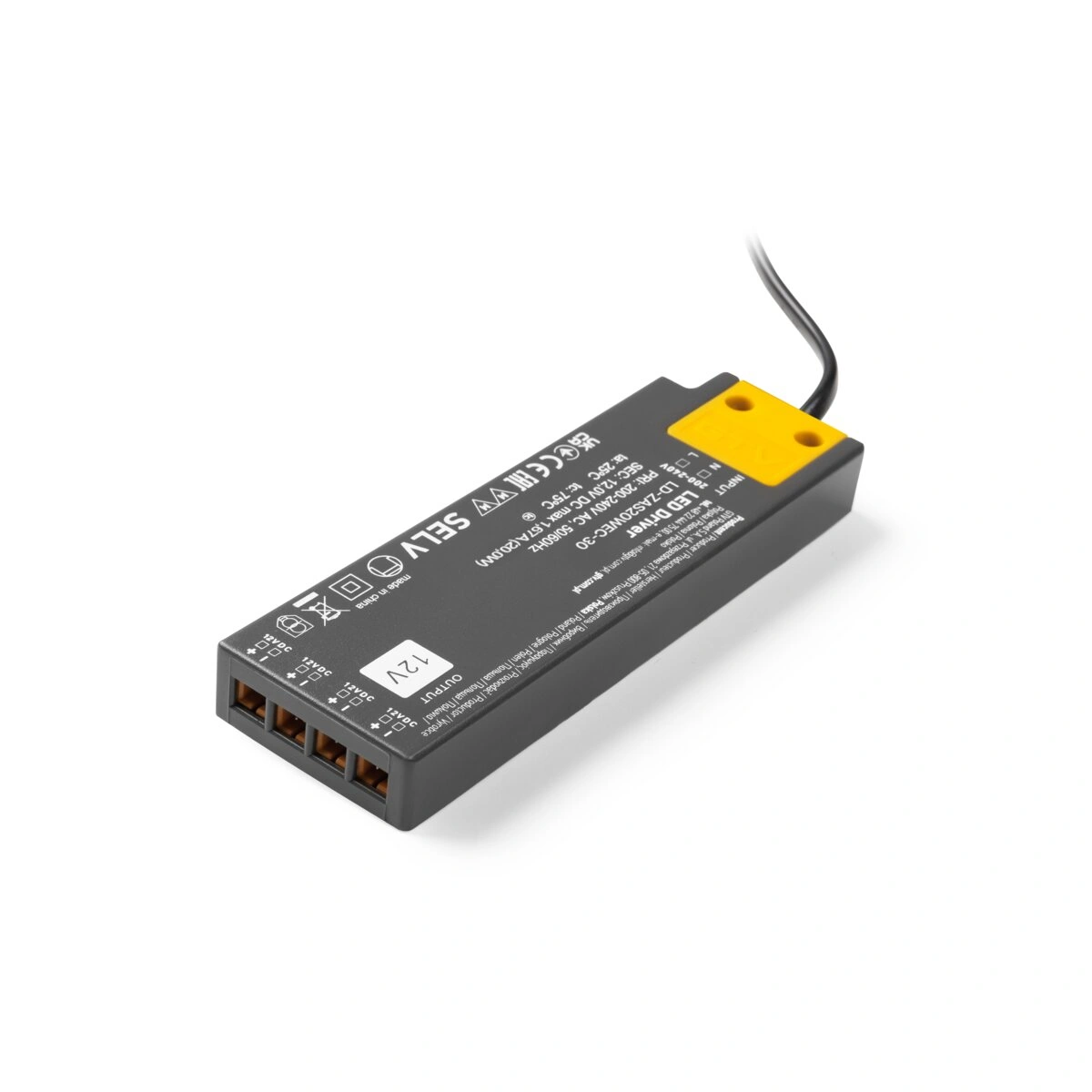zasilacz LED 12V 20W 1,67A IP20, wym.129x42x16mm [z MINIAMP i przewodem, SLIM EASY CLICK]
