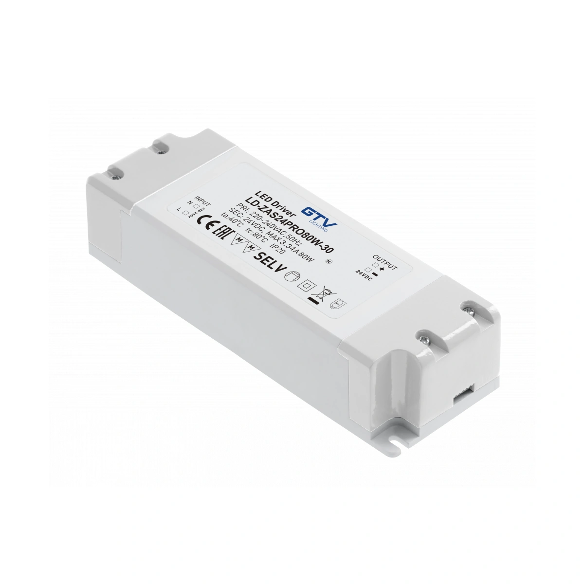 Zasilacz LED 24V  80W 3,33A IP20, wym.181x40x63mm