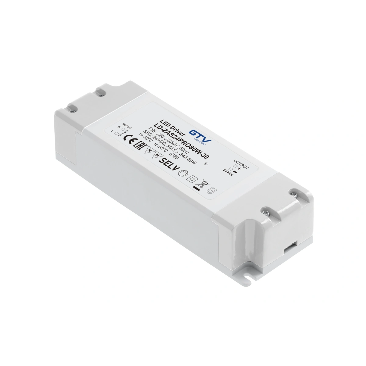 zasilacz LED 24V 80W 3,33A IP20, wym.181x40x63mm