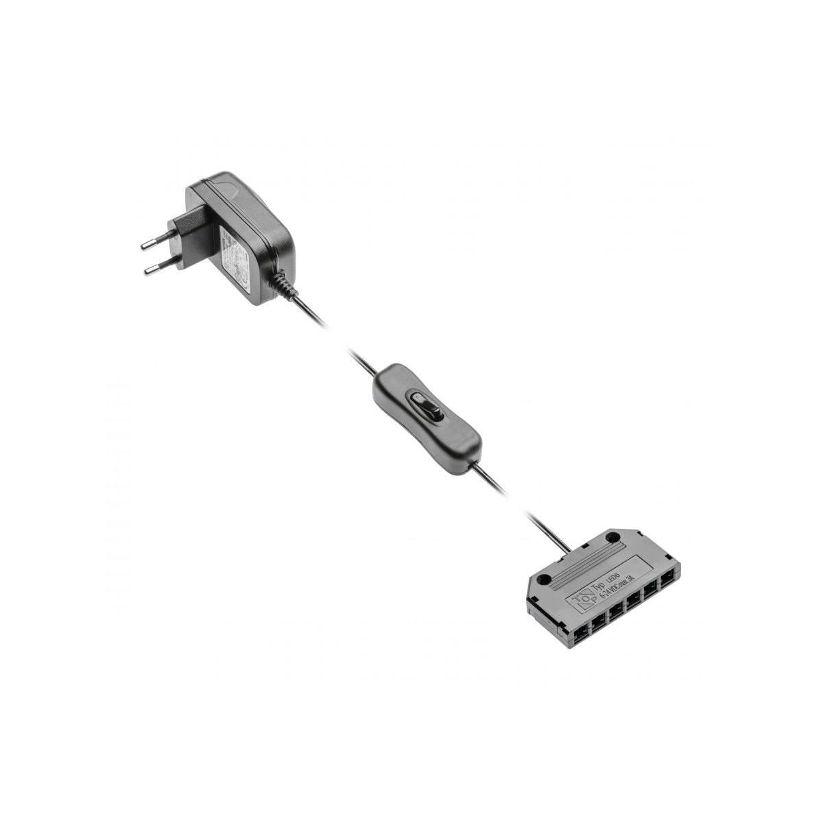 Zasilacz LED 12V   6W 0,5A IP20 [z kablem zasilającym z wtyczką, włącznikiem i dystrybutorem]