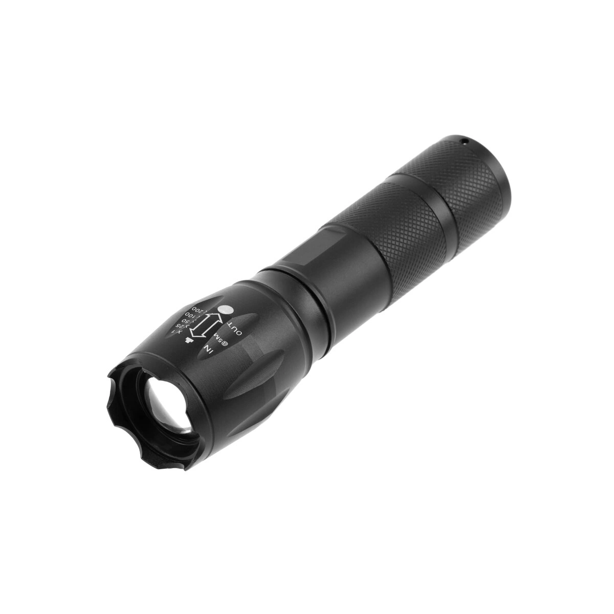 Latarka LED 5W 300lm IP44, czarny, biały zimny [kieszonkowa, SOS, ZOOM][zasilanie 3xAAA]