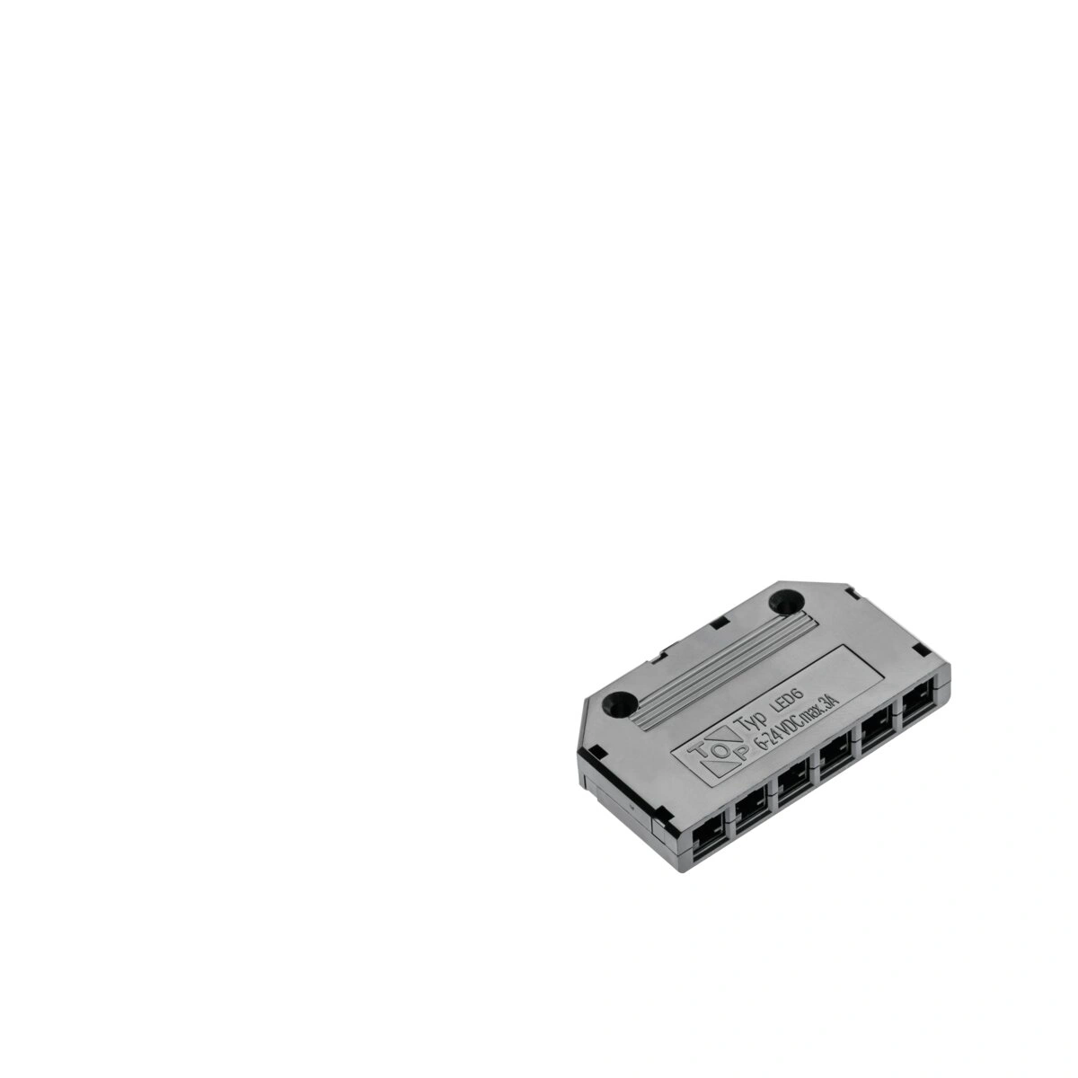 Złączka do oświetlenia LED [dystrybutor czarny 6 gniazd, przewód 2m, AWG24, złączka MINIAMP męski]
