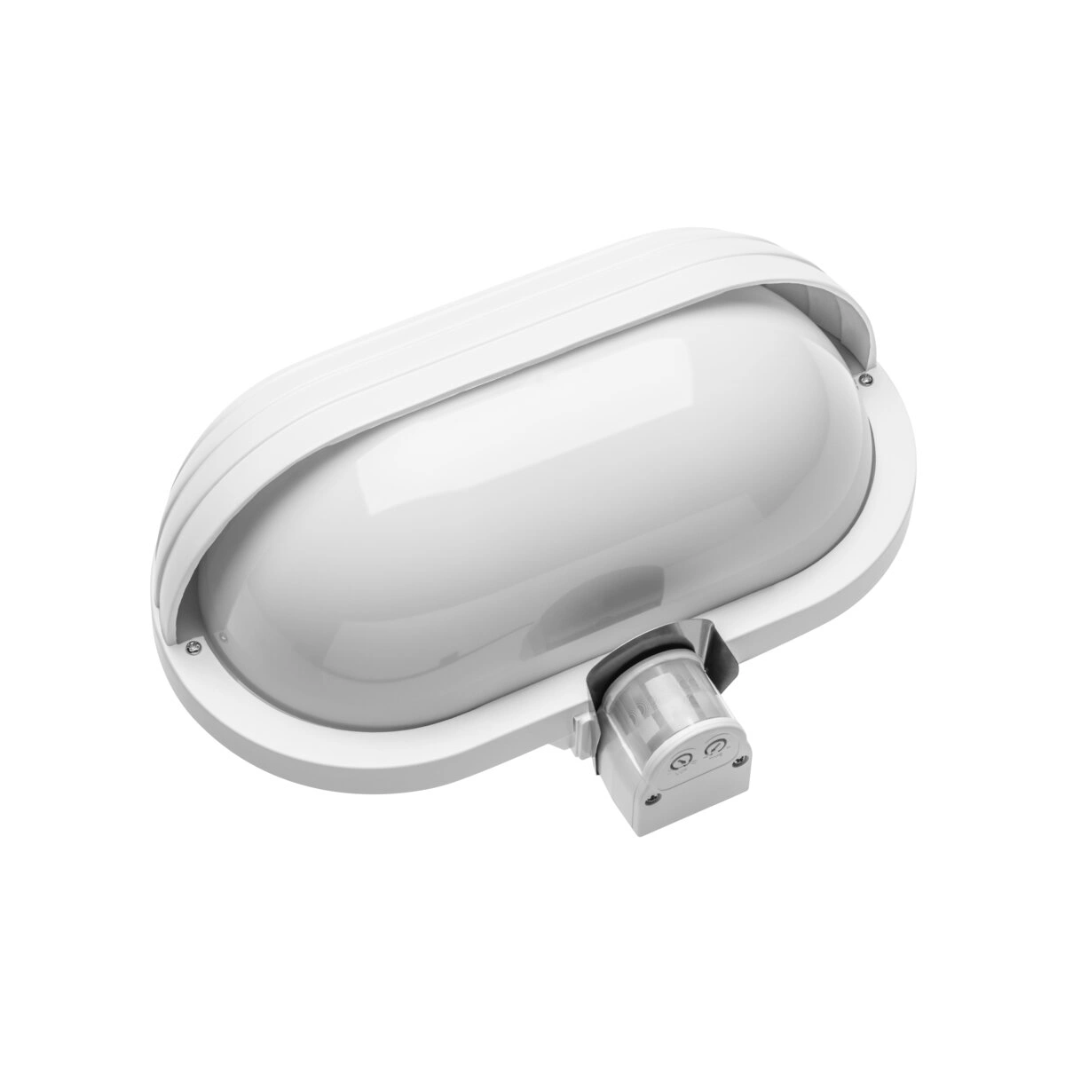oprawa kanałowa owalna KACROO 1xE27 MAX.60W IP40 IK08, biały, biały neutralny [z czujnikiem ruchu]