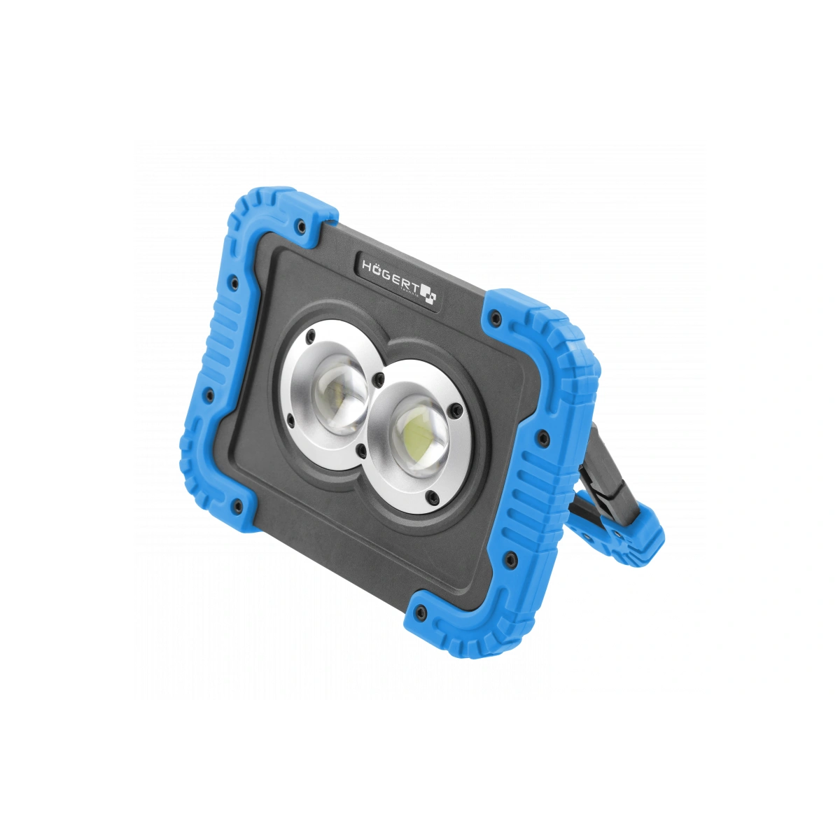 Reflektor akumulatorowy LED 2x10W 1150lm IP54 z USB, czarno-niebieski