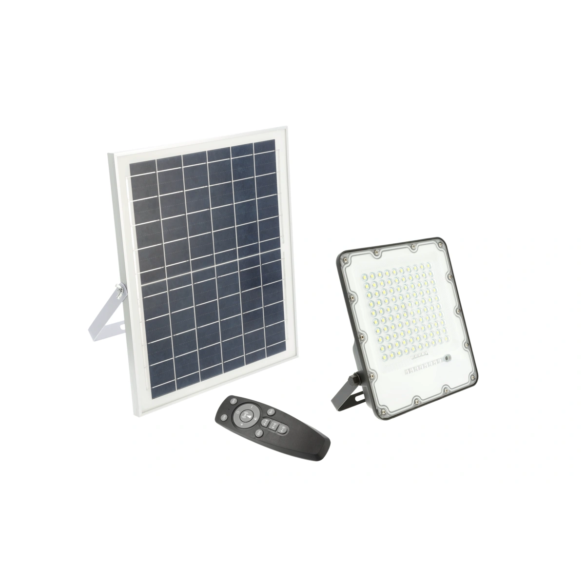 Naświetlacz LED solarny 100W, 1000lm, BRAVOS, SOLAR PANEL, 6400K, IP65, 120°, pilot, 3y