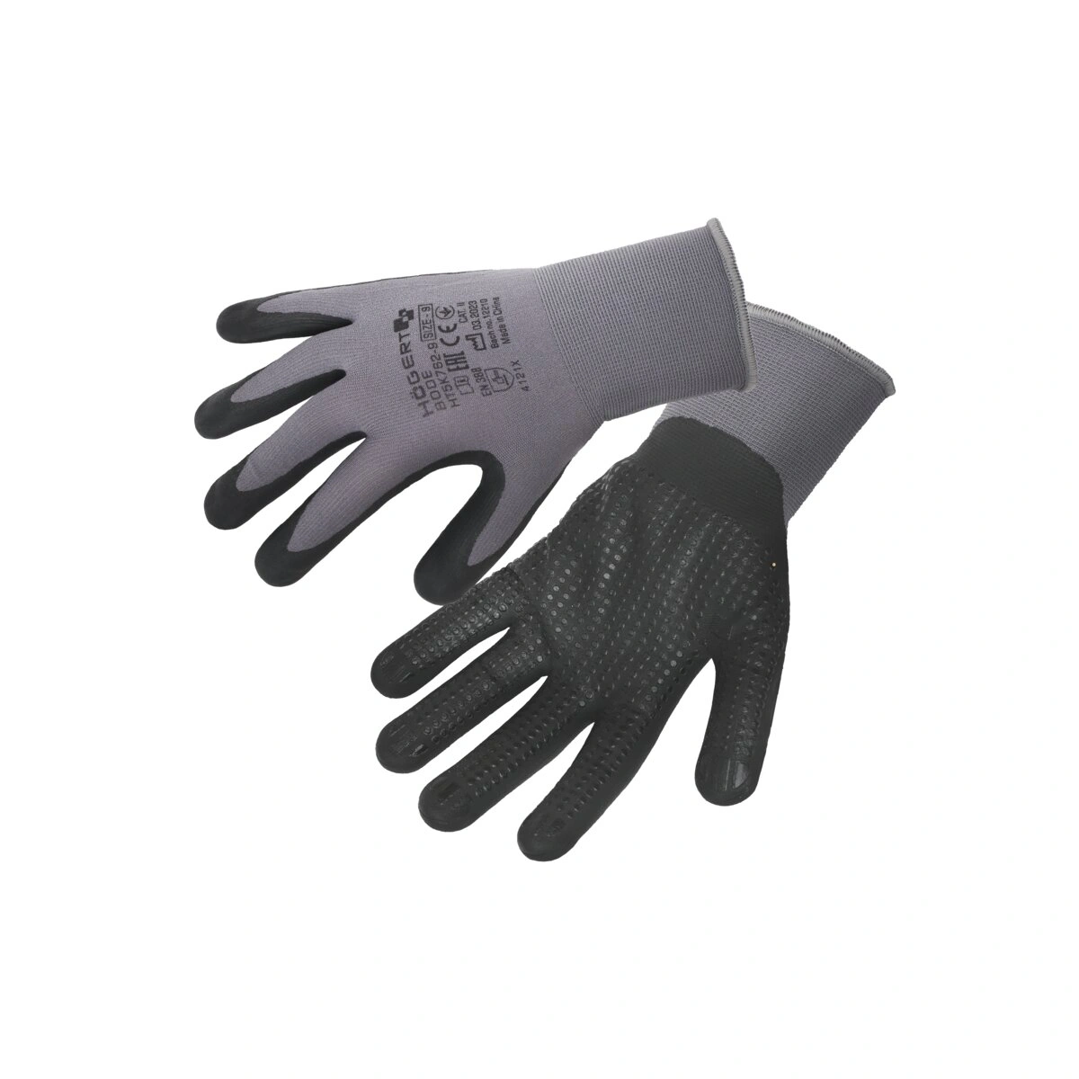 BODE Rękawice ochronne nylon/spandex powlekane nitrylem z mikropianki szare/czarne 10