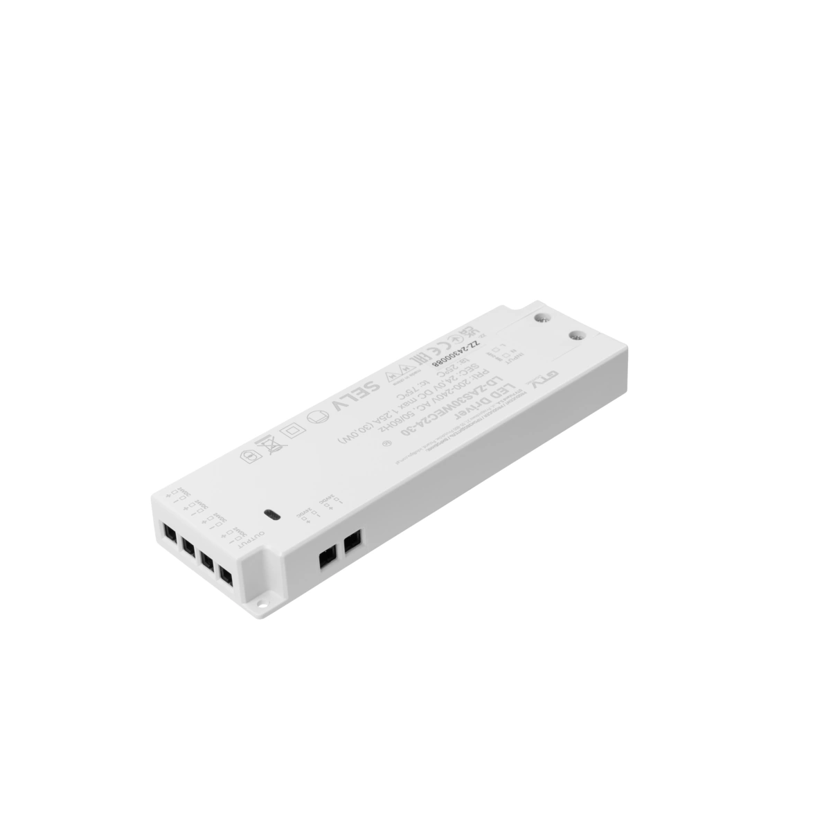 zasilacz LED SLIM EASY CLICK 30W, 24V, input 220-240VAC, IP20, wym.160x50x18mm z mini AMP i przewodem