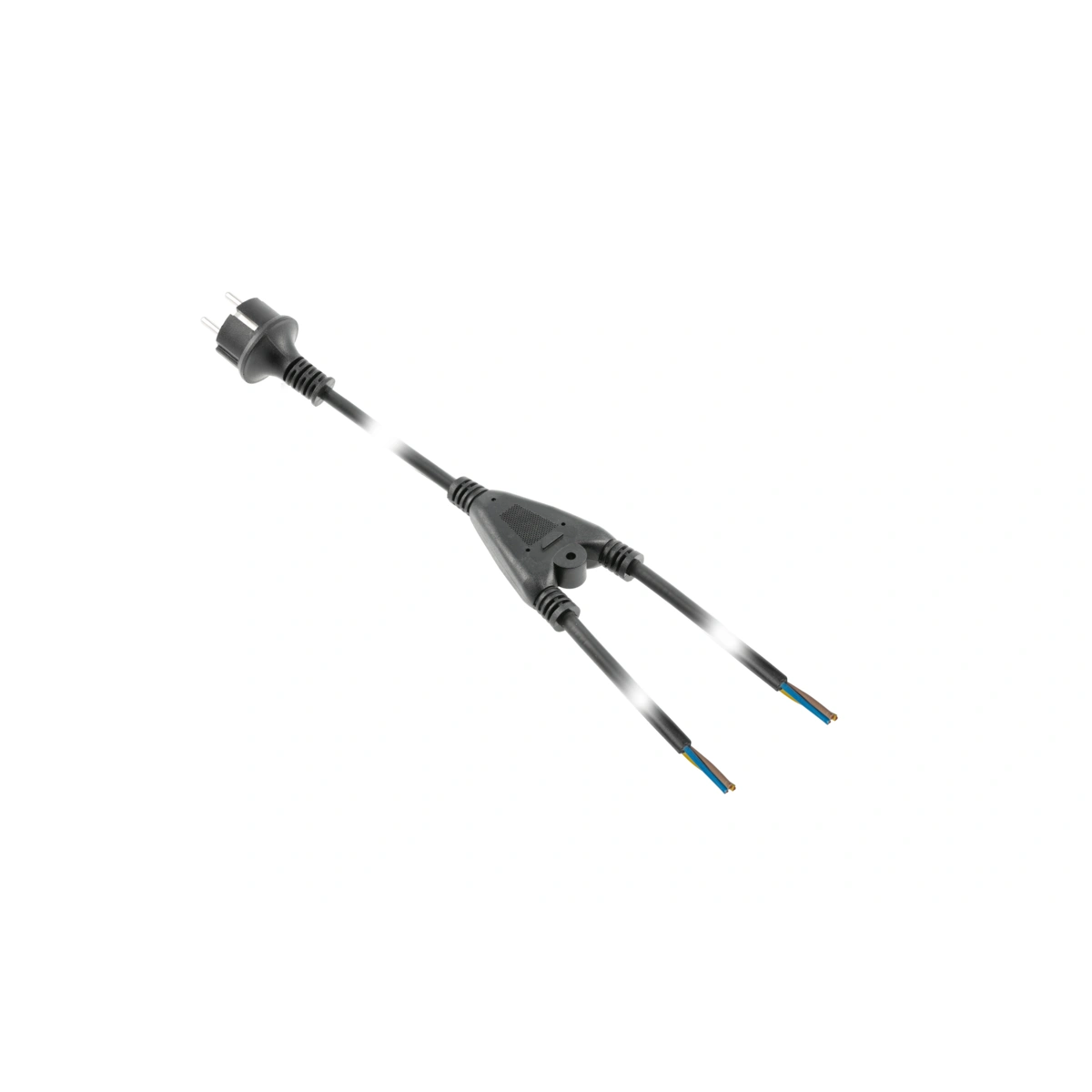 Przewód zasilający rozdzielacz (dwójniki) z wtyczką EURO, AC230V, RUBBER, 2m, 3x1mm2, czarny