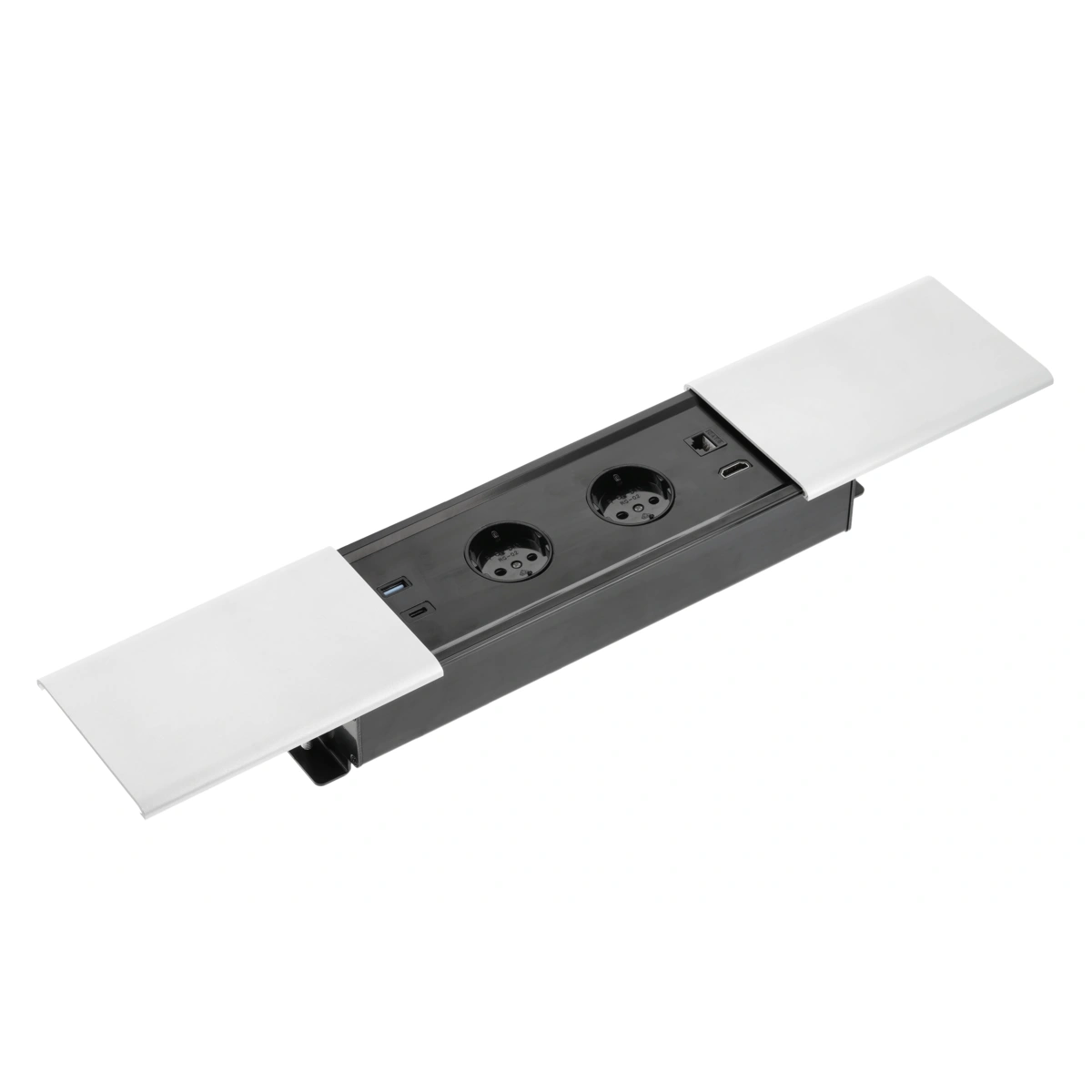 Przedłużacz biurkowy wpuszczany PRESTINO, 2xSCHUKO, USB A+C, RJ45, HDMI, biały [z przewodem z wtyczką 1,5mb]
