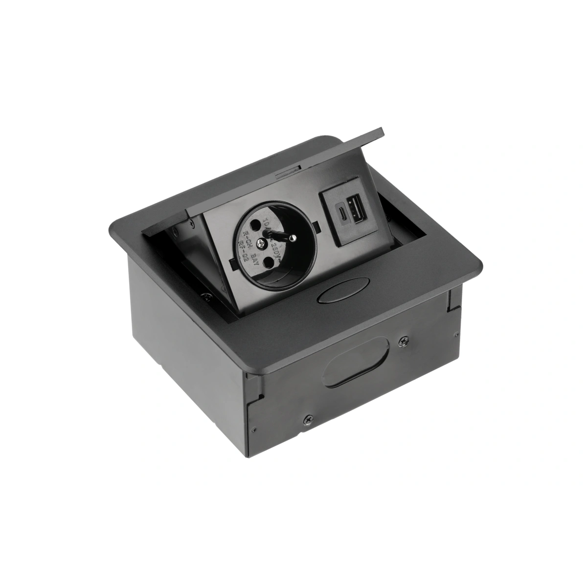 Przedłużacz biurkowy wpuszczany AVARO 1x(2P+Z), 2xUSB A+C, czarny [z przewodem z wtyczką 1,5mb]