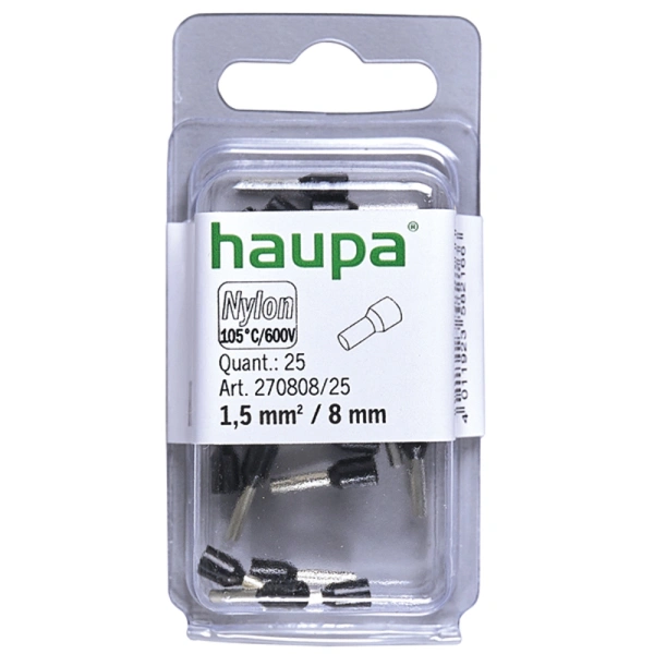 HTI - 1,5/8 końc. tulejkowa izol czarna 25szt