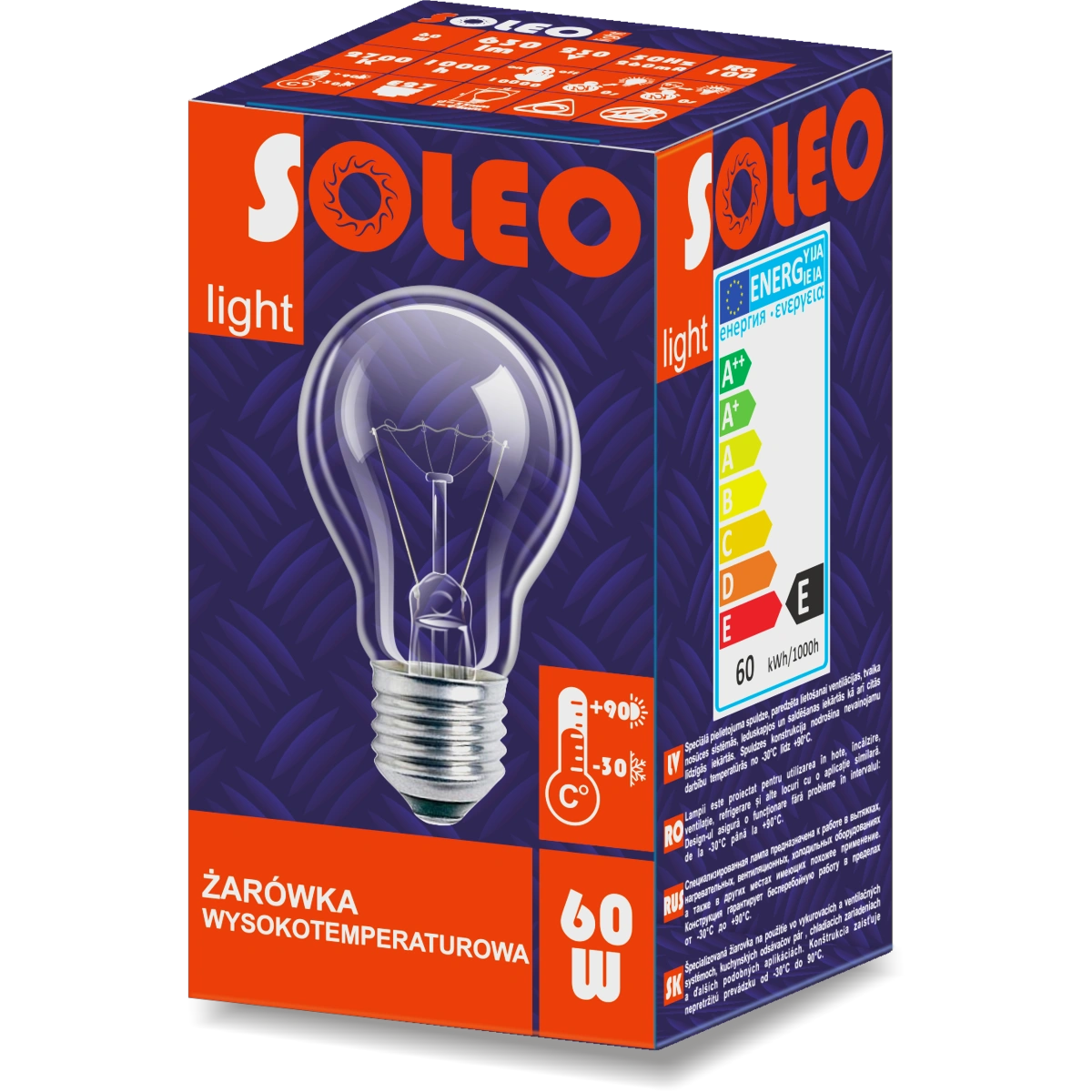 Żarówka E27 75W 230V wysokotemp. HELIOS