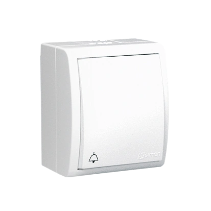 AQUARIUS przycisk zwierny natynkowy dzwonek" 10AX IP54, zaciski śrubowe, biały [10]"