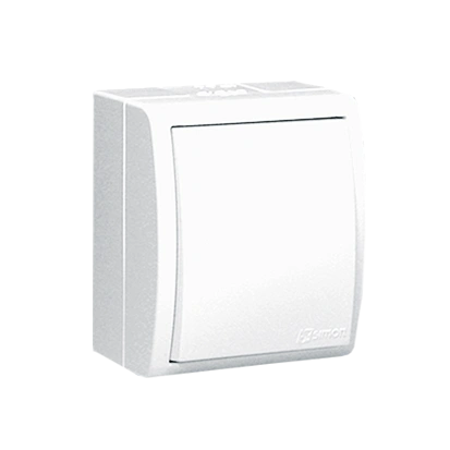 AQUARIUS łącznik jednobiegunowy natynkowy z podświetleniem (pomarańczowy) 10AX IP54, zaciski śrubowe, biały [10]