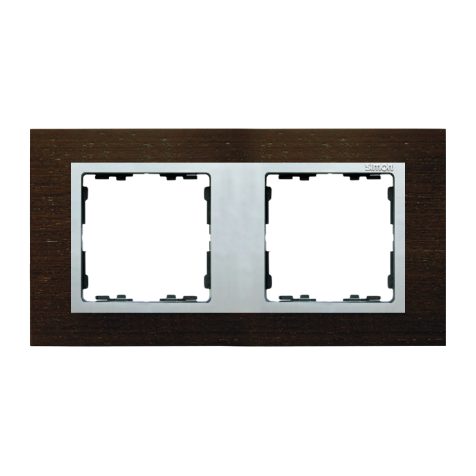 SIMON 82 NATURE-drewno ramka 2-krotna, wenge/pierścień aluminium mat [1]