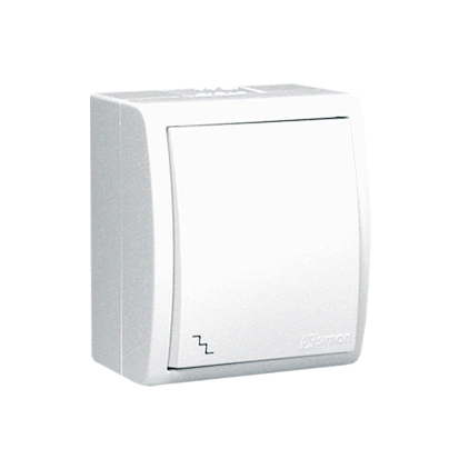 AQUARIUS łącznik schodowy natynkowy z podświetleniem (pomarańczowy) 10AX IP54, zaciski śrubowe, biały [10]