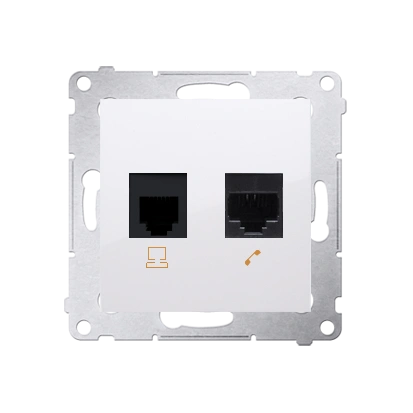 Simon 54 gniazdo komputerowe RJ45 kat. 5e + tel. RJ12, biały [10]