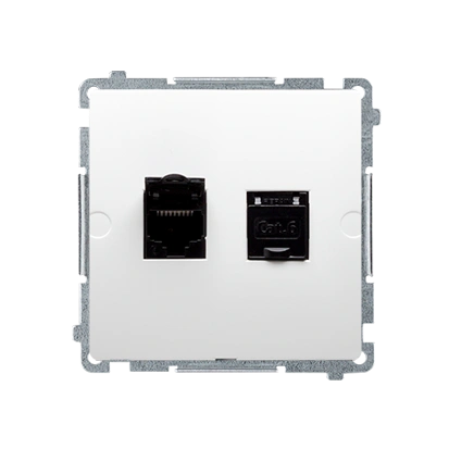 BASIC MODUŁ gniazdo komputerowe podwójne RJ45 kat. 6, z przesłoną przeciwkurzową, biały [10]