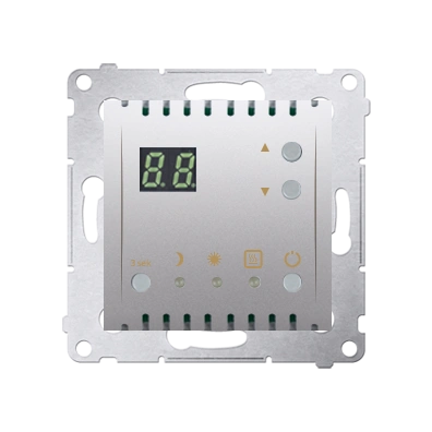 Simon 54 Regulator temperatury z wyświetlaczem z czujnikiem wewnętrznym, srebrny mat [10]