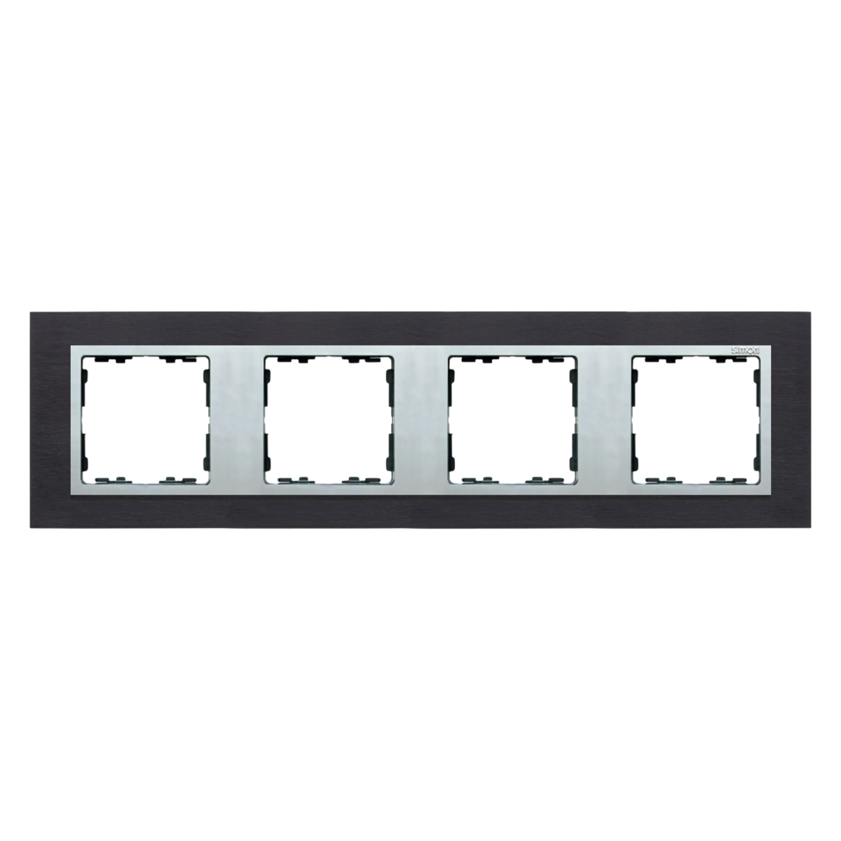 SIMON 82 NATURE-metal ramka 4-krotna, inox czarny/pierścień aluminium mat [1]