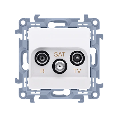 SIMON 10 gniazdo antenowe R-TV-SAT końcowe/zakończeniowe do gniazda przelotowego tłum.:R, TV, SAT - 1.5 dB, biały [10]